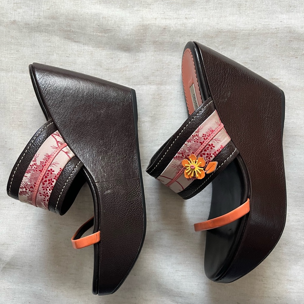 Rare Prada Y2K Cherry Blossom Wedges EU 37.5 US 7 - Picture 4 of 9